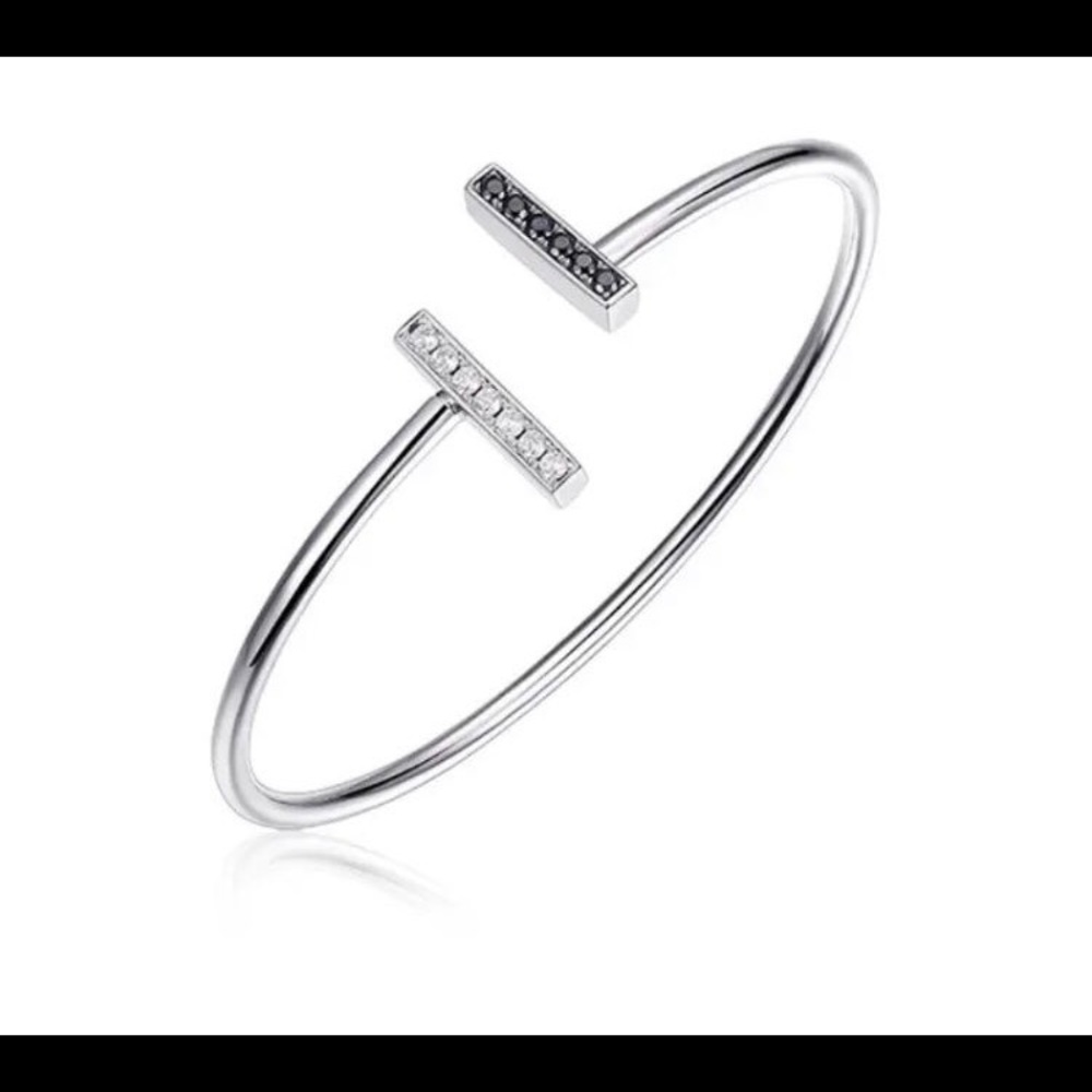 Adjustable Pure Silver Swarovski Elements Bracelet - image 1